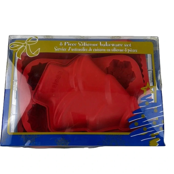 *NIB* 8 Piece Christmas Silicone Bakeware Set - Picture 1 of 9